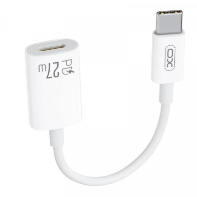 Adaptor Date si Incarcare USB-C - Lightning XO Design NB-R268A, 27W, 0.12m, Alb foto