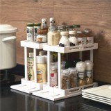 Organizator dublu pentru condimente, cu sistem de glisare, rotativ 90&deg;, dimensiuni 29.5 x 16 x 23 cm, picioarelor antiderapante, gri