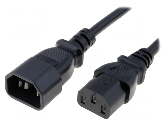Cablu IEC C13 C14 1m Negru 10A