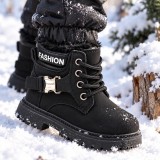 Cumpara ieftin Ghete negre cu catarama, piele ecologica, baieti, Model Blacky Fashion (Marime