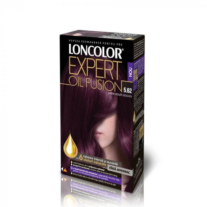 Vopsea de Par Loncolor Expert Oil Fusion 5.62, Saten Violet Deschis, 100 ml, Vopsea de Par Permanenta, Vopsea de Par fara Amoniac, Vopsea de Par Mov,