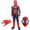 Set costum Iron Spiderman IdeallStore&reg;, New Era, rosu, 7-9 ani, manusa cu discuri si masca LED