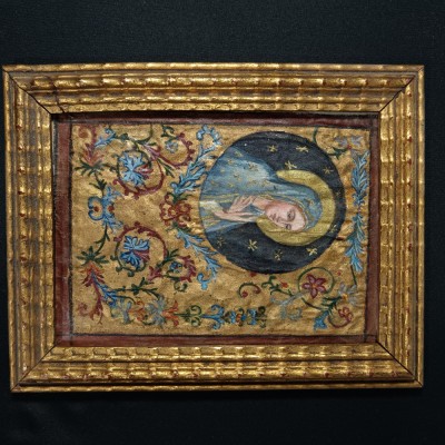 Iconita Maica Domnului, sec 19, pictata matase, colectie, cadou foto