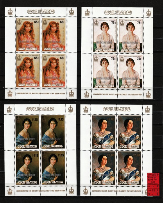 Insulele Cook, 1987 | Regina mamă - SUPRATIPAR: Fond Ajutor Uragan | MNH | aph