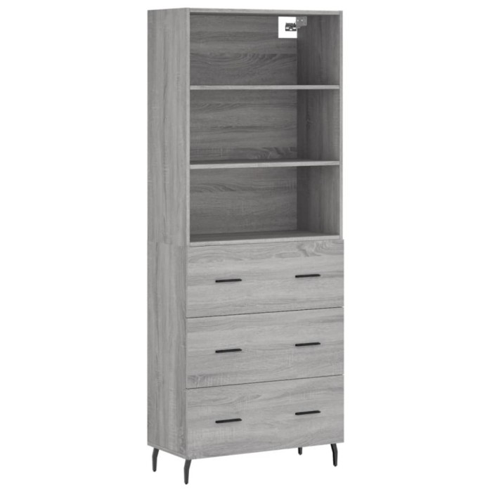 Dulap inalt, gri sonoma, 69,5x34x180 cm, lemn compozit