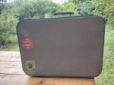 (6) Geamantan vintage decor retro bagaj colectie cu etichete Italia Germania recuzita foto