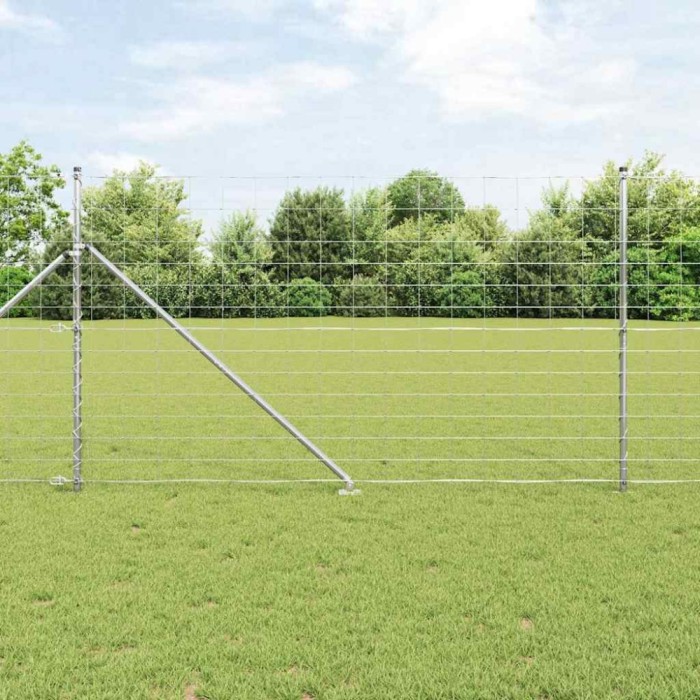 Gard pentru c&acirc;mp Argintiu 25 x 1.4 m Oțel galvanizat