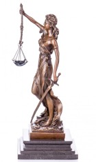 Justitia franceza- statueta din bronz pe soclu din marmura PAB002