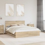 vidaXL Cadru de pat Stejar Sonoma 160 x 200 cm Lemn Ingineresc 3410688