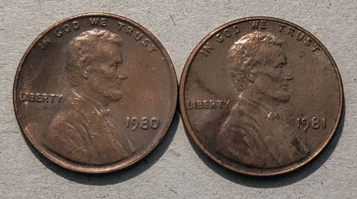 1 cent USA - SUA - 1980 P, 1981 P