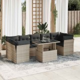 VidaXL Set mobilier de grădină cu perne, 8 piese gri deschis poliratan