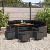 Cumpara ieftin Set de canapele pentru grădină cu pernă 9 pcs Negru Rattan poli