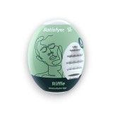 Cumpara ieftin Ou masturbator SATISFYER Riffle Egg, de unică folosință, interior texturat, material flexibil TPE (verde)