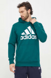 Cumpara ieftin Adidas hanorac de bumbac bărbați, culoarea verde, cu glugă, cu imprimeu IS1354