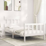 Cadru de pat cu tablie, alb, 100x200 cm, lemn masiv GartenMobel Dekor, vidaXL