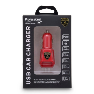 Incarcator Auto Universal cu 2 Porturi USB (Rosu) Lamborghini Diablo-D5 foto