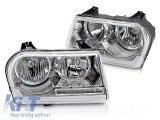 Set de faruri de tuning potrivit pentru Chrysler 300C 2005-2008 cu baza cromata, cu semnalizatoare dinamice, stanga si dreapta Performance AutoTuning