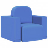 Canapea pentru copii 2-&icirc;n-1, albastru, piele ecologică, Canapele fixe, Din stofa, vidaXL