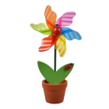 Moară de V&acirc;nt Decorativă, Model Ghiveci, Multicolor, 15.5cm, Oem