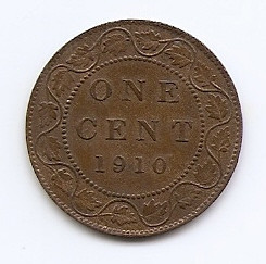 Canada 1 Cent 1910 - Edward VII, Bronz, 25.4 mm KM-8 (1) foto