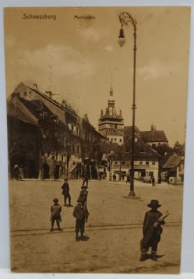 SIGHISOARA , PIATA CENTRALA , CARTE POSTALA , 1913 foto