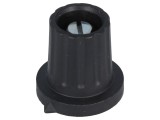 Buton rotativ cu flanșă și indicator plastic 6mm negru