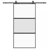 Usa glisanta cu set de feronerie neagra sticla securizata