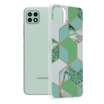 Husa pentru Samsung Galaxy A22 5G, Techsuit Marble Series, Green Hex foto