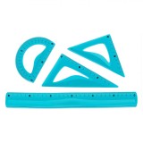 Set Instrumente Geometrie, Little President, Flexibile, 4 Bucăți, Plastic, Culoare Albastru, Oem