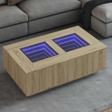 VidaXL Măsuță de cafea cu LED infinity, stejar sonoma, 116x69x40 cm
