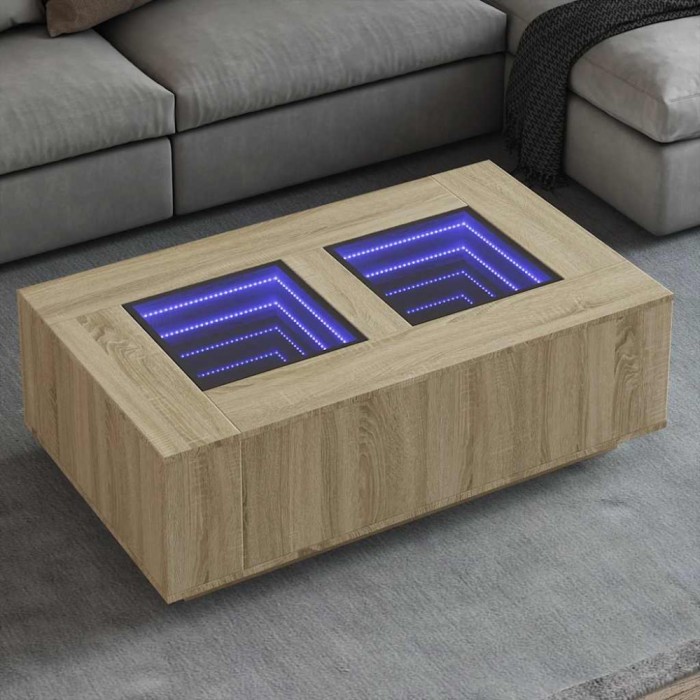 vidaXL Măsuță de cafea cu LED infinity, stejar sonoma, 116x69x40 cm 3284058