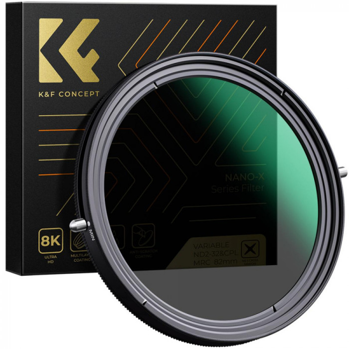 Filtru K&amp;F Concept 49mm Nano-X CPL HD Fader ND2-ND32 Waterproof Japan Optics KF01.1319