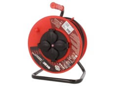 Prelungitor alimentare ACAR 3x1,5mm2 bobinat cu 4 prize, gumă negru