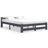 Cumpara ieftin Cadru de pat, gri &icirc;nchis, 160 x 200 cm, lemn masiv de pin