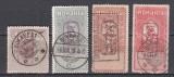 ROMANIA 1917 TIMBRE FISCALE SUPRATIPAR MVIR MONOGRAM MARE IN CHENAR DUBLU APLICAT VERTICAL SERIE STAMPILATA, Stampilat