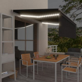 VidaXL Copertină retractabilă manual cu stor &amp; LED, antracit, 4x3 m