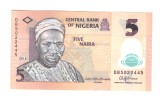 Bancnota Nigeria 5 naira 2016, polymer, aproape UNC