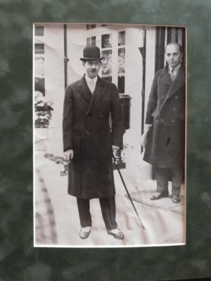 Regele Carol II, 16.05.1928,fotografie de presa, Londra,cu passepartout 16x24 cm foto