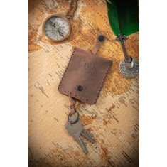Portchei din piele naturala, handmade, lucrat si cusut manual, Davis, Maro, Produs in Romania