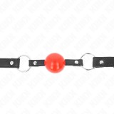 Kink Collar &amp; Gag-Ball Gag 4 cm cu Lacăt, Bilă Roșie, Curea