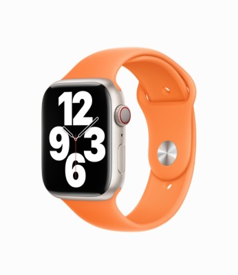 Curea silicon,THD, compatibila Apple Watch 46 mm seria 10, Apple Watch SE 44 mm, M/L, portocaliu viu foto