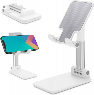 Suport pliabil universal pentru telefoane si tablete de pana la 10 inch - Alb foto