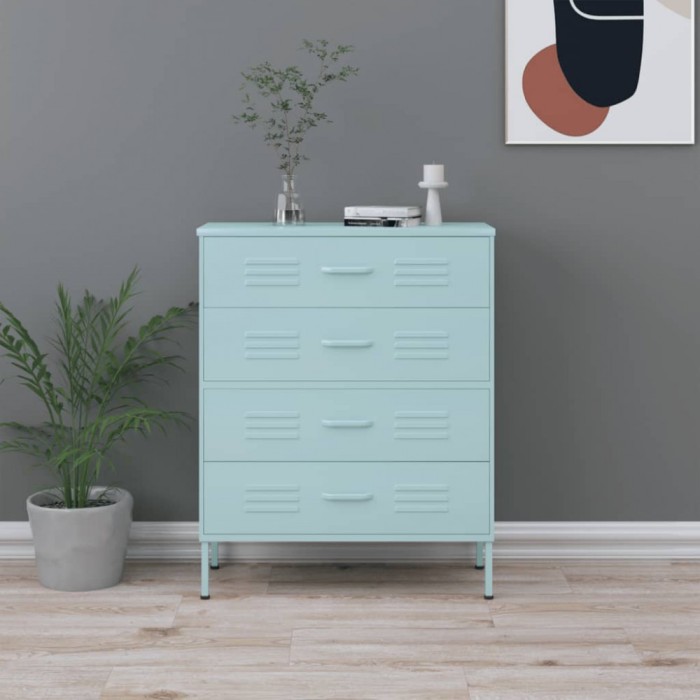 vidaXL Comodă cu sertare, verde mentă, 80x35x101,5 cm, oțel 336203
