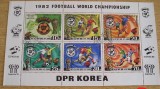 M2 QC 17 - Colita foarte veche - Coreea de nord - fotbal - CM 1982 - bloc, Sport, Stampilat