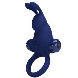 For Him-Inel Rabbit Jiro cu Vibrații, Albastru-Silicon, 10 Trepte