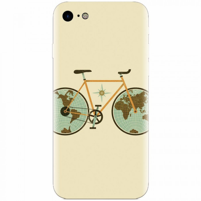 Husa silicon pentru Apple Iphone 7, Retro Bicycle Illustration