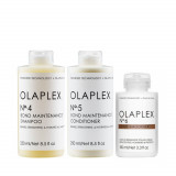 Pachet pentru reparare si hidratare, Olaplex, Bond Maintenance&trade;, Sampon 250ml + Balsam 250ml + Tratament Bond Smoother 100ml