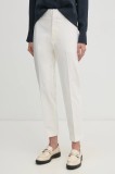 Mos Mosh pantaloni femei, culoarea alb, drept, high waist, 169200