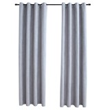 Cumpara ieftin Draperii opace cu inele metalice, 2 buc., gri, 140 x 225 cm