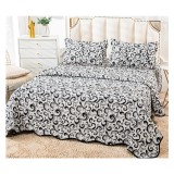 Cumpara ieftin Set Cuvertura de Pat din Bumbac, 3 Piese cu Model - PIT197